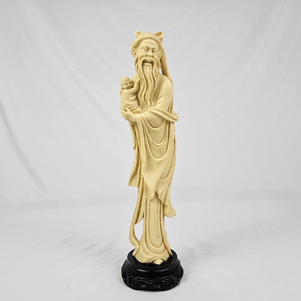 Vtg Chinese Immortal Statue Figure Man Shou Lao God of Longevity MCM Chinoiserie